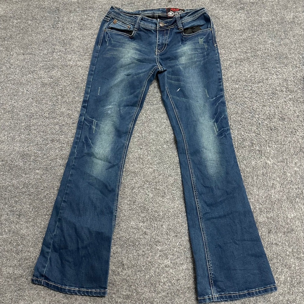 Rose Royce Jeans Womens Size 28 Onyx Dark Wash Slim Bootcut Stretch Red Label